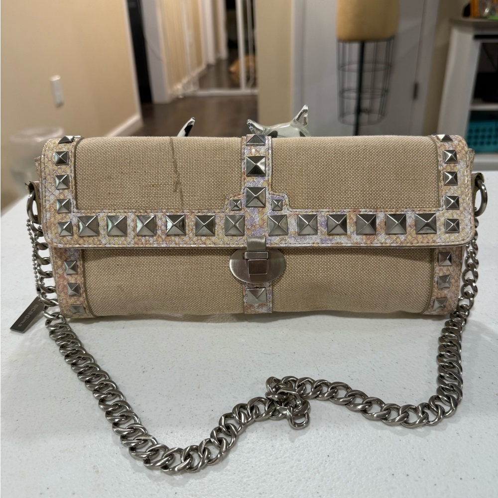 BCBGirls Chunky Studded Reptile Print Shoulder bag